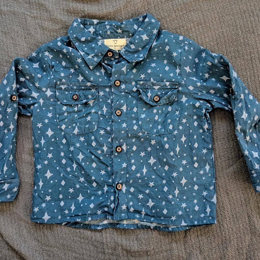 Blue Jean Jacket with Playful Star Pattern